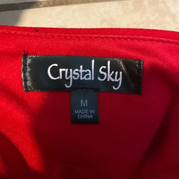 NWOT Crystal Sky Red One Shoulder Cutout Flared Leg Jumpsuit Size Medium - Picture 9 of 9